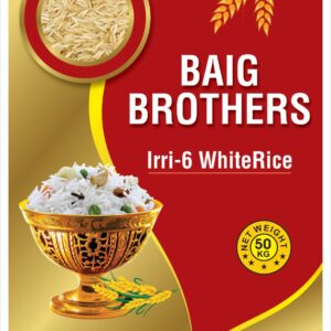 Baig Brothers Irri-6 White Rice (50KG) | Premium Quality | Fresh Export
